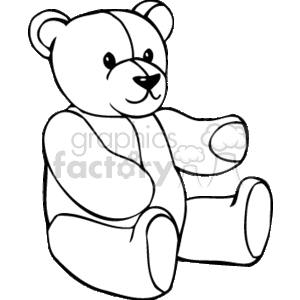 The clipart image contains a simple line drawing of a teddy bear. The teddy bear appears to be seated with its arms and legs visible, and it has a friendly face with eyes, nose, and mouth details.