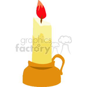 A burning candle in a pot