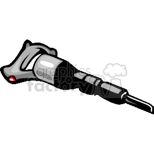 The image depicts a piece of clipart illustrating a jackhammer. A jackhammer is a powerful tool used for breaking up concrete and other hard materials.