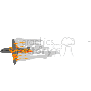 The image depicts a stylized graphic of an airplane with flames and smoke, suggesting that the aircraft is experiencing a fire. This is a vector-style image suitable for various digital and print applications, primarily those related to air travel safety, emergency procedures, or dramatic visual storytelling.