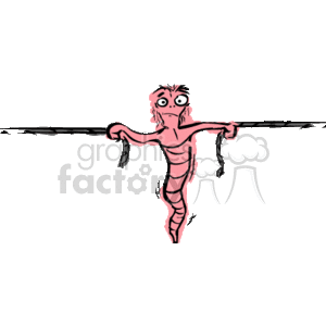 This clipart image features a cartoon representation of the Libra zodiac sign. The character has a human-like upper body with two arms each holding a scale, a traditional symbol of Libra representing balance and justice. The lower portion is designed to resemble a shrimp or prawn, giving it a quirky twist differing from the typical human or object representation of the zodiac. The style is simplistic and appears hand-drawn, using minimal colors with an emphasis on pink and black outlines.