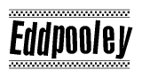 The image contains the text Eddpooley in a bold, stylized font, with a checkered flag pattern bordering the top and bottom of the text.