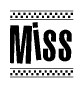 The clipart image displays the text Miss in a bold, stylized font. It is enclosed in a rectangular border with a checkerboard pattern running below and above the text, similar to a finish line in racing. 