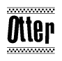 The image contains the text Otter in a bold, stylized font, with a checkered flag pattern bordering the top and bottom of the text.