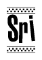 The image contains the text Sri in a bold, stylized font, with a checkered flag pattern bordering the top and bottom of the text.