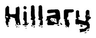 The image contains the word Hillary in a stylized font with a static looking effect at the bottom of the words