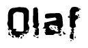 The image contains the word Olaf in a stylized font with a static looking effect at the bottom of the words