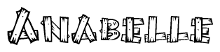 The clipart image shows the name Anabelle stylized to look as if it has been constructed out of wooden planks or logs. Each letter is designed to resemble pieces of wood.