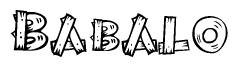 The clipart image shows the name Babalo stylized to look like it is constructed out of separate wooden planks or boards, with each letter having wood grain and plank-like details.