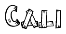 The clipart image shows the name Cali stylized to look like it is constructed out of separate wooden planks or boards, with each letter having wood grain and plank-like details.