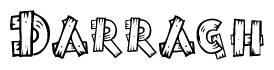 The clipart image shows the name Darragh stylized to look as if it has been constructed out of wooden planks or logs. Each letter is designed to resemble pieces of wood.