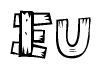 The image contains the name Eu written in a decorative, stylized font with a hand-drawn appearance. The lines are made up of what appears to be planks of wood, which are nailed together
