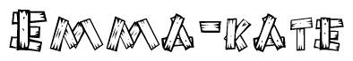 The clipart image shows the name Emma-kate stylized to look as if it has been constructed out of wooden planks or logs. Each letter is designed to resemble pieces of wood.