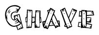 The clipart image shows the name Ghave stylized to look like it is constructed out of separate wooden planks or boards, with each letter having wood grain and plank-like details.