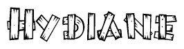 The image contains the name Hydiane written in a decorative, stylized font with a hand-drawn appearance. The lines are made up of what appears to be planks of wood, which are nailed together