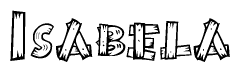 The clipart image shows the name Isabela stylized to look like it is constructed out of separate wooden planks or boards, with each letter having wood grain and plank-like details.