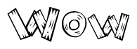 The image contains the name Wow written in a decorative, stylized font with a hand-drawn appearance. The lines are made up of what appears to be planks of wood, which are nailed together