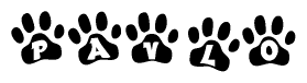The image shows a series of animal paw prints arranged horizontally. Within each paw print, there's a letter; together they spell Pavlo