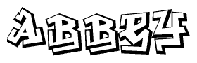 The clipart image depicts the word Abbey in a style reminiscent of graffiti. The letters are drawn in a bold, block-like script with sharp angles and a three-dimensional appearance.
