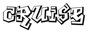 The clipart image depicts the word Cruise in a style reminiscent of graffiti. The letters are drawn in a bold, block-like script with sharp angles and a three-dimensional appearance.