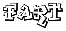 The image is a stylized representation of the letters Fart designed to mimic the look of graffiti text. The letters are bold and have a three-dimensional appearance, with emphasis on angles and shadowing effects.