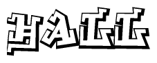 The clipart image features a stylized text in a graffiti font that reads Hall.