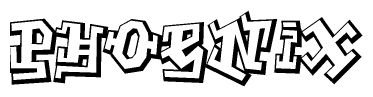The clipart image features a stylized text in a graffiti font that reads Phoenix.