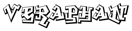 The clipart image depicts the word Veraphan in a style reminiscent of graffiti. The letters are drawn in a bold, block-like script with sharp angles and a three-dimensional appearance.