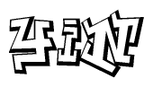 The image is a stylized representation of the letters Yin designed to mimic the look of graffiti text. The letters are bold and have a three-dimensional appearance, with emphasis on angles and shadowing effects.