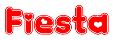 The image displays the word Fiesta written in a stylized red font with hearts inside the letters.
