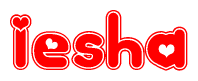 The image is a clipart featuring the word Iesha written in a stylized font with a heart shape replacing inserted into the center of each letter. The color scheme of the text and hearts is red with a light outline.
