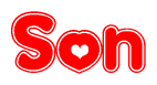 The image displays the word Son written in a stylized red font with hearts inside the letters.