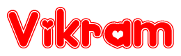 The image displays the word Vikram written in a stylized red font with hearts inside the letters.