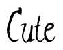 The image contains the word 'Cute' written in a cursive, stylized font.