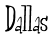 The image contains the word 'Dallas' written in a cursive, stylized font.
