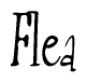 The image is of the word Flea stylized in a cursive script.