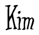 The image contains the word 'Kim' written in a cursive, stylized font.