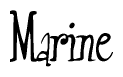 The image is of the word Marine stylized in a cursive script.