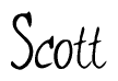 The image contains the word 'Scott' written in a cursive, stylized font.
