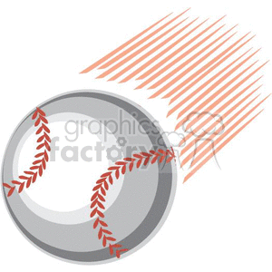 The clipart image shows a baseball with red stitching on a white background. It has red lines that give it the appearance of travelling really fast 