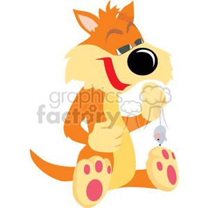 Orange cartoon cat getting ready to eat a mouse