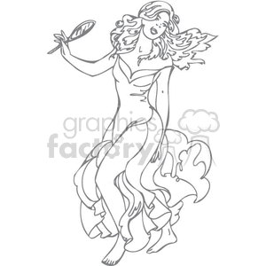 outline of a girl with a mirror dancing 