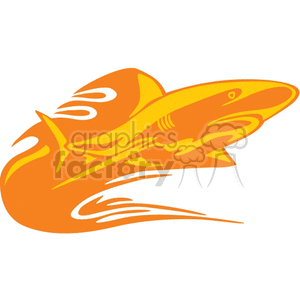 orange shark with orange flames