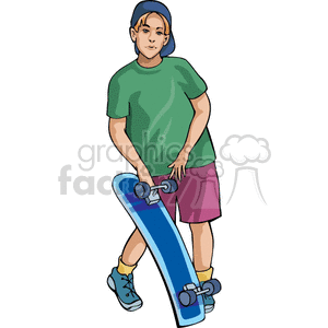 Boy holding a skateboard