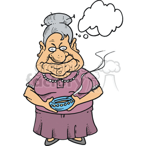 Grandmother holding a bowl of soup