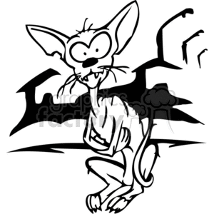 The clipart image features a stylized, exaggerated depiction of a skinny cat. The cat has large ears, wide eyes, and visible ribs, suggesting it may be hungry or malnourished. In the background, there is a silhouette representation of an urban alleyway, possibly to denote that the cat is homeless or lives in an alley. The style of the clipart is suitable for vinyl cutting, given the prominent solid black and white areas with clean, bold outlines.
SEO Image Title: Hungry Alley Cat Clipart - Vinyl-Ready Illustration