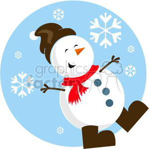 happy snowman with brown hat