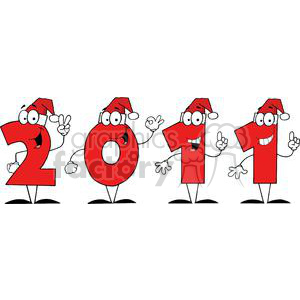 3844-2011-Year-Cartoon-Characters-Numbers-With-Santa-Hats