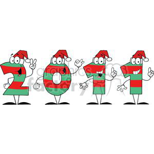 3845-2011-Year-Cartoon-Characters-Numbers-With-Santa-Hats