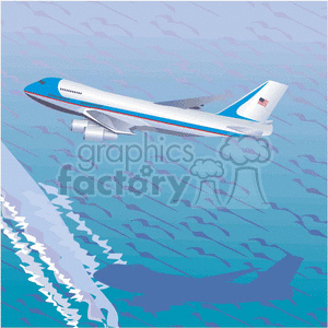 Air Force One flying over water